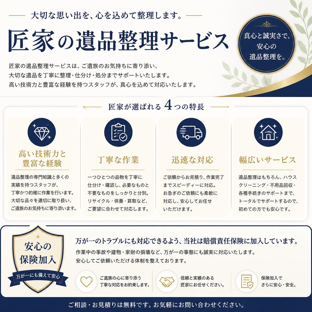 匠家の遺品整理サービスの特長
