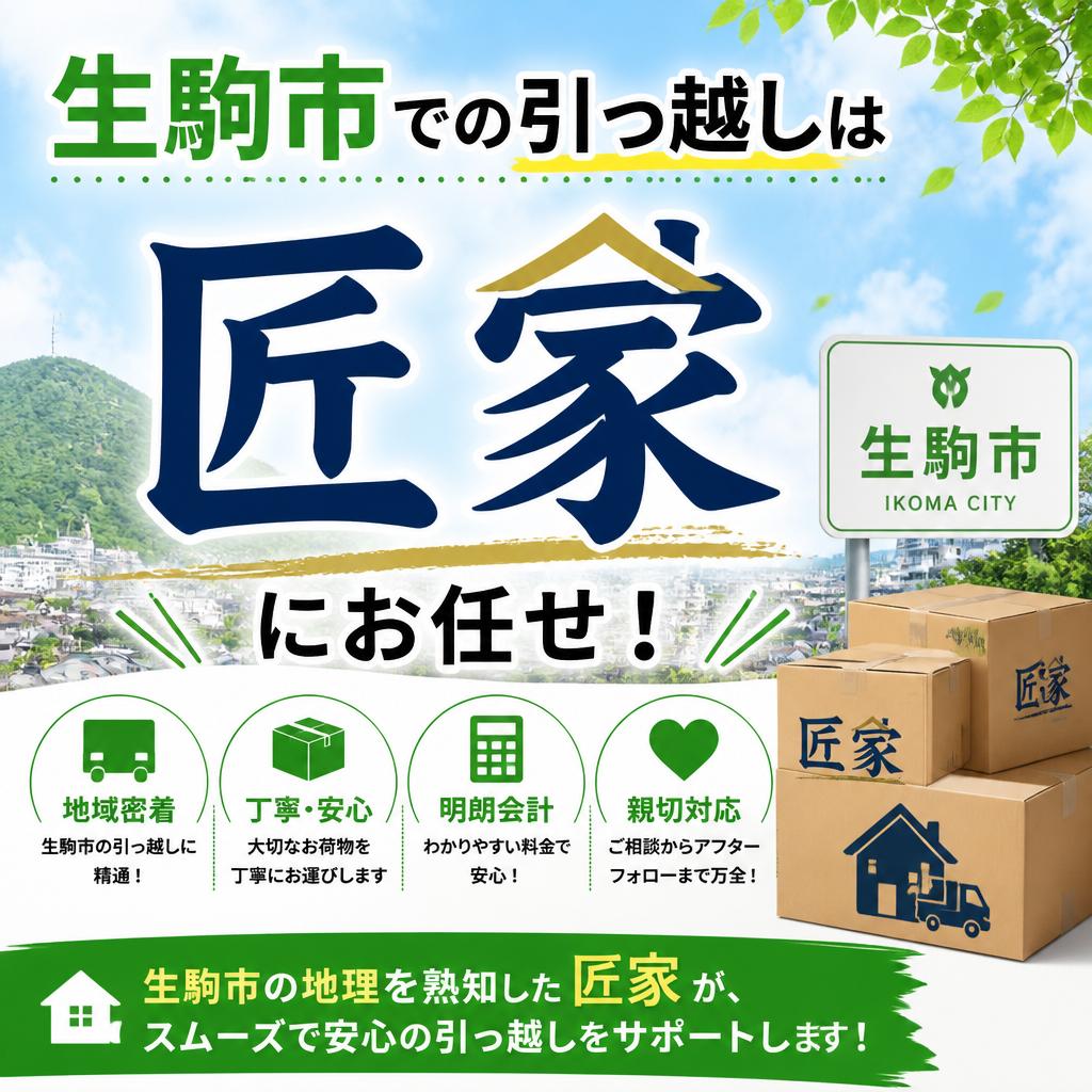 生駒市での引っ越しは「匠家」にお任せ！