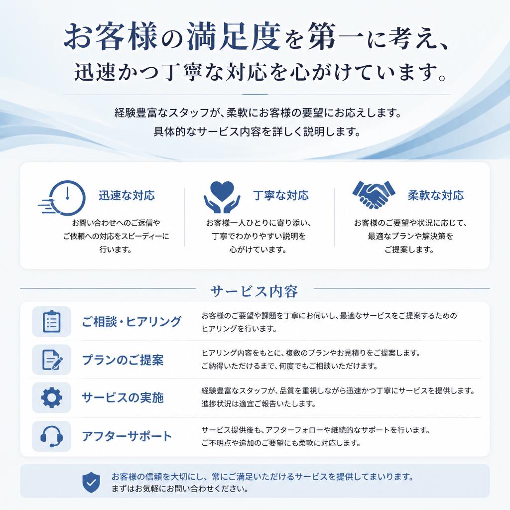 迅速・丁寧なサービスが喜ばれる理由