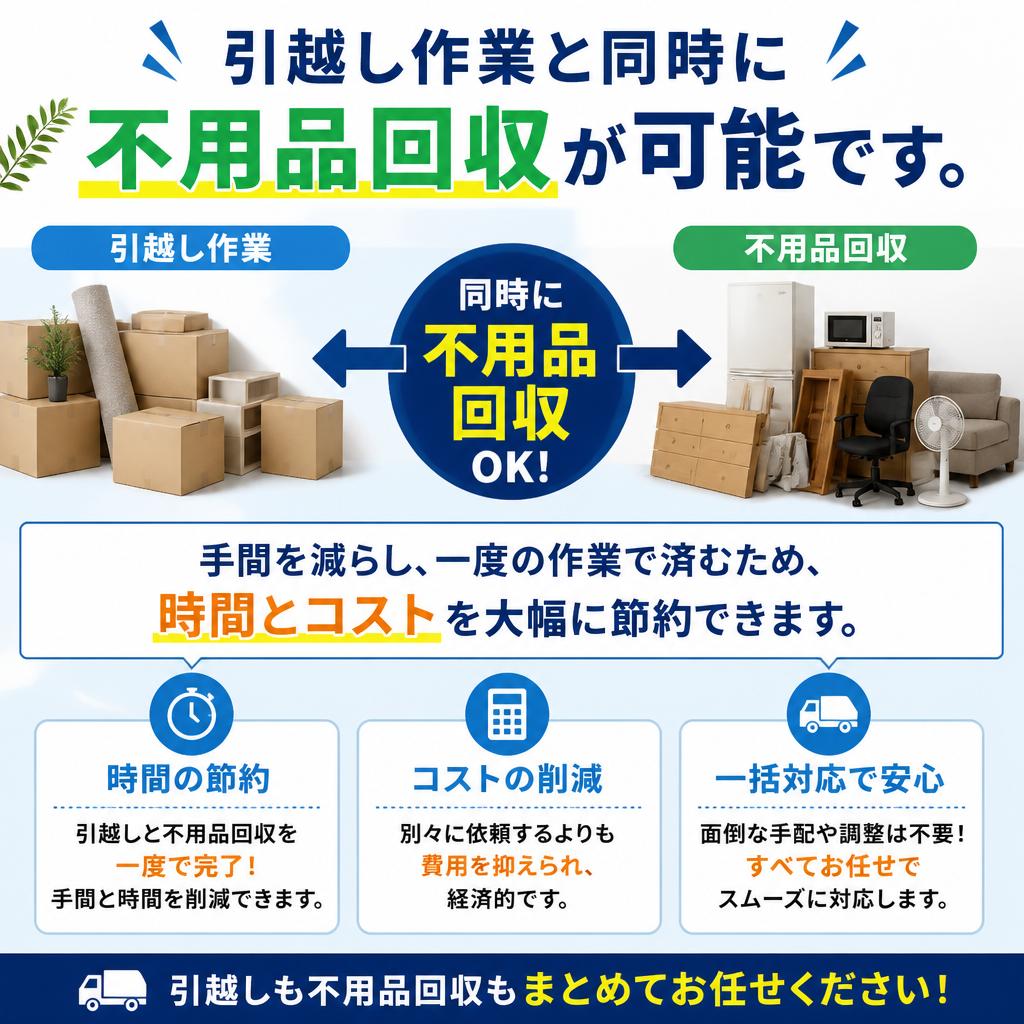 迅速な不用品回収とお引っ越しの同時サービス