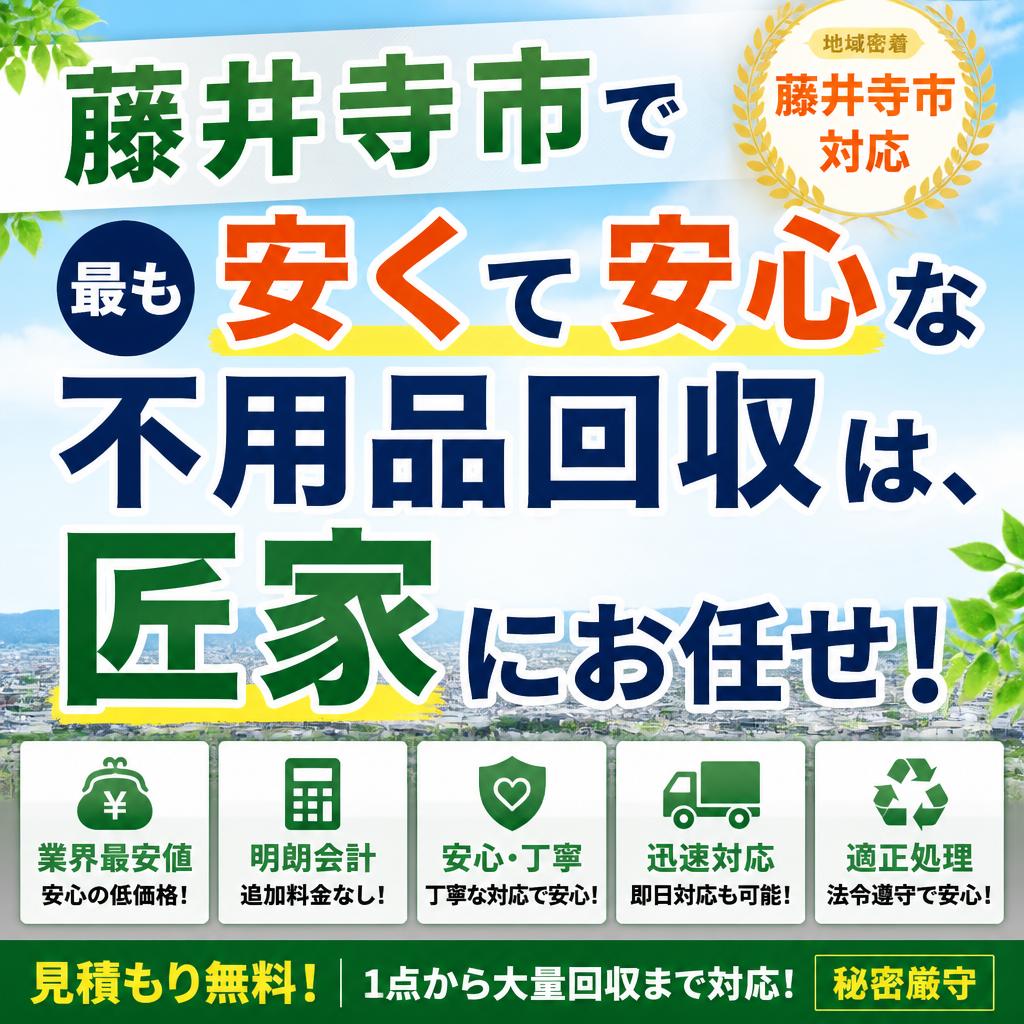 藤井寺市で最も安くて安心な不用品回収は、匠家にお任せ！