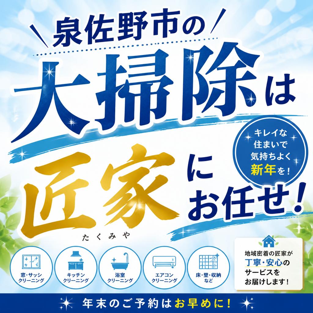 泉佐野市の大掃除は「匠家」にお任せ！