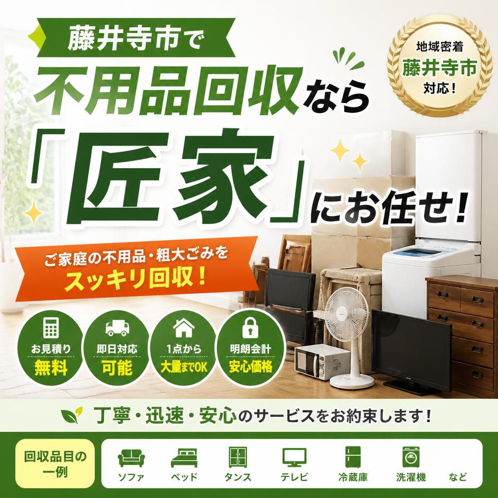藤井寺市で不用品回収なら「匠家」にお任せ！